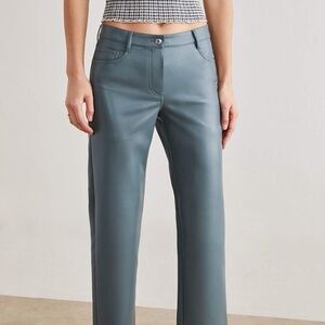 Aritzia Wilfred Melina Vegan Leather Straight Leg Pants Full Length Blue Slate